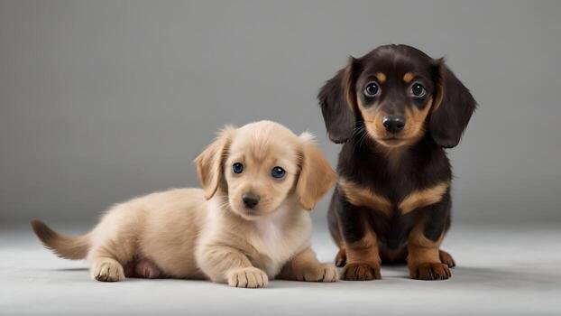 Mini dachshund puppy sitting in grass, available for sale
